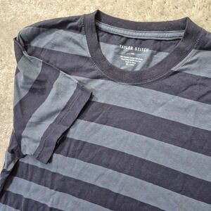 Taylor Stitch T Shirt Cotton Hemp Men 40 Medium Blue Stripe Coastal Beach Casual